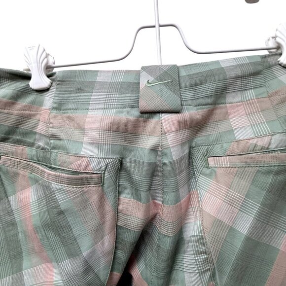 NIKE Golf Womens Pants Size 12 Pastel Green Pink Plaid Capri Sportswear - Picture 8 of 11